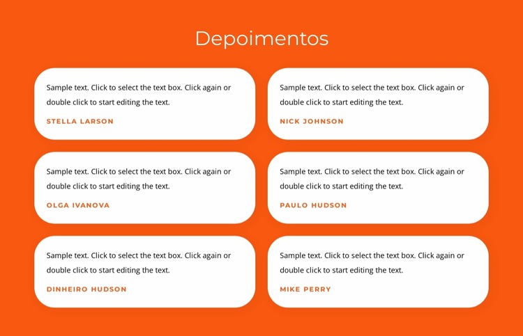 Depoimentos com textos Template Joomla