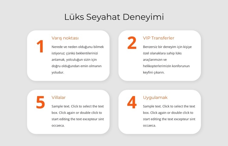 Lüks seyahat deneyimi Açılış sayfası