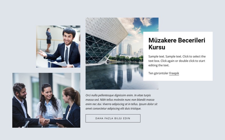 Müzakere becerileri kursları Web Sitesi Mockup'ı