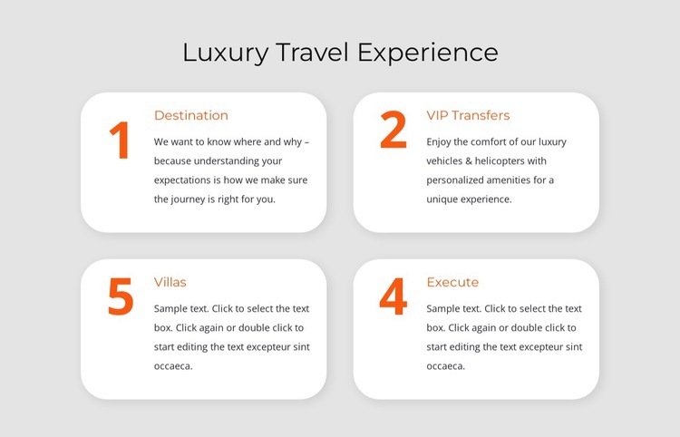 Luxury travel experience Web Page Design