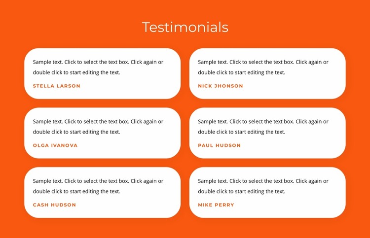 Testimonials with texts Website Mockup