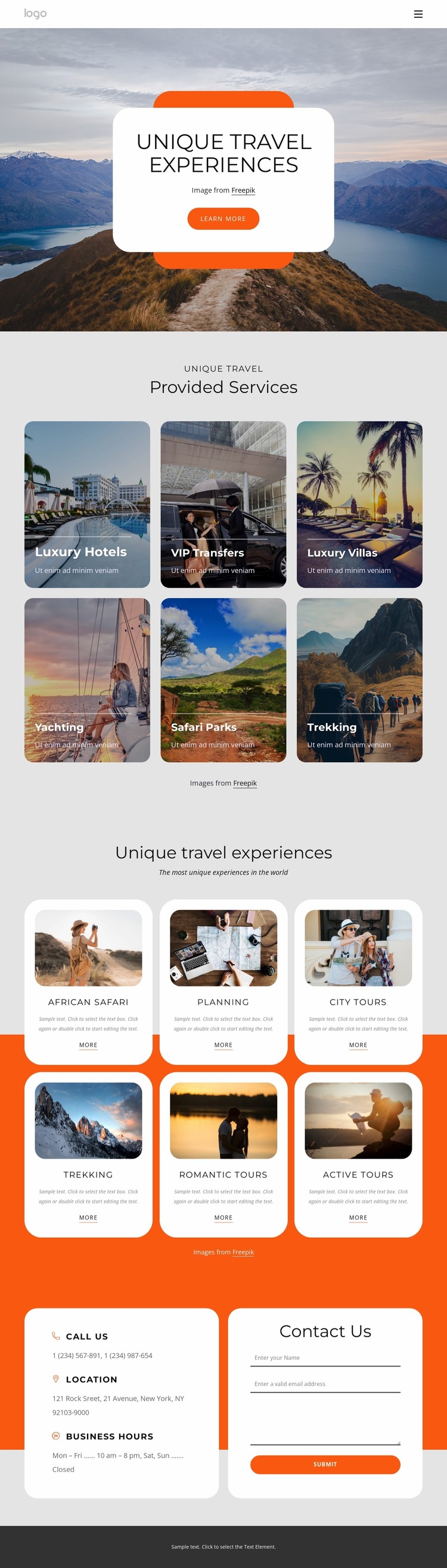 Luxury small-group travel experience Website Mockup