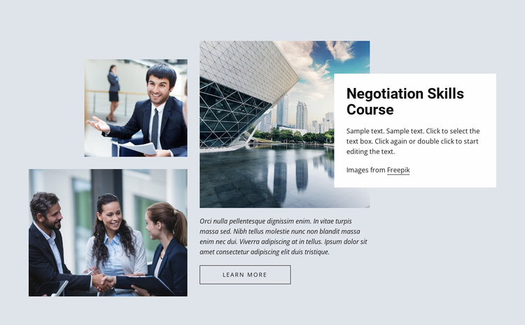 Negotiation skills courses Website Template
