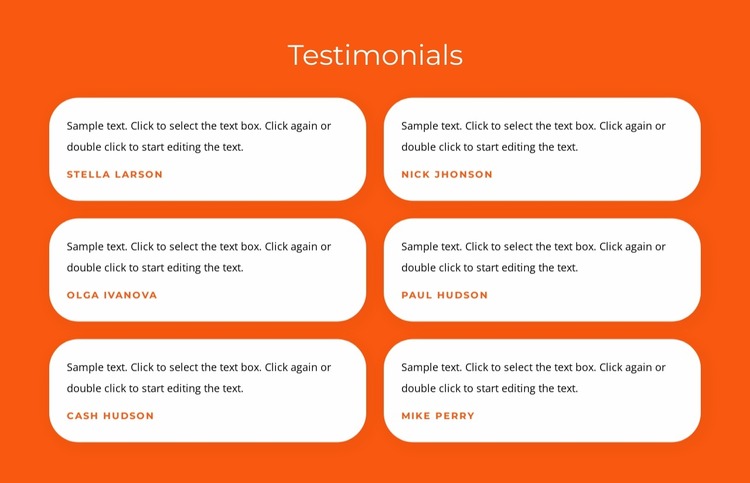 Testimonials with texts WordPress Website Builder