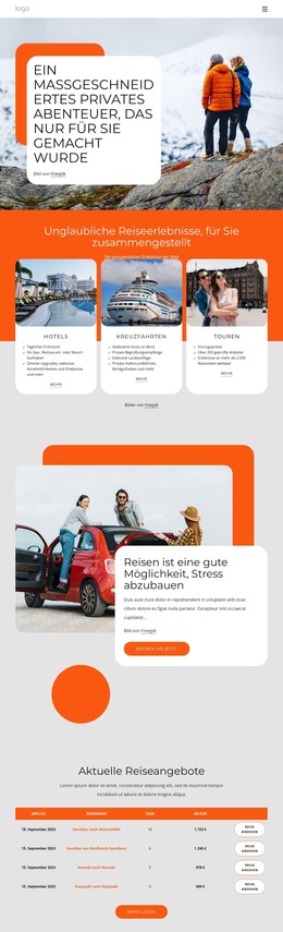 Ein Maßgeschneidertes Privates Abenteuer – Fertiges Website-Design