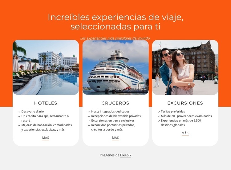 Hoteles, cruceros, tours. Diseño de páginas web