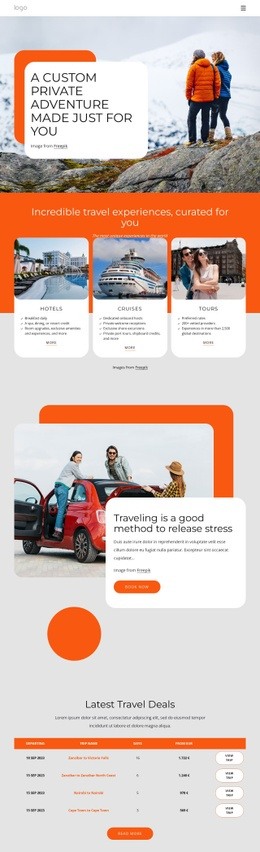 A custom private adventure - Html Code Example by Nicepage