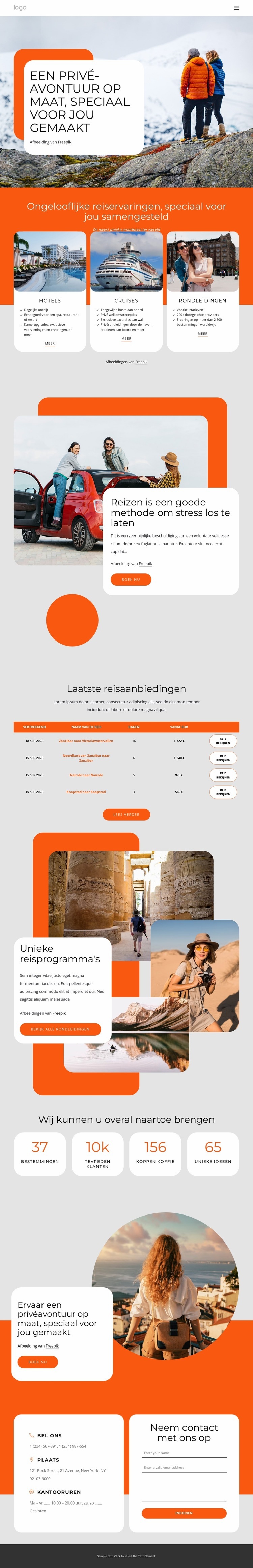 Een privéavontuur op maat Website mockup