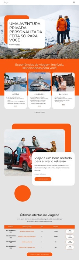 Uma Aventura Privada Personalizada - Modelo HTML5 Responsivo