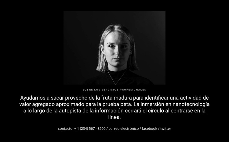 Foto y texto sobre fondo oscuro Plantillas de creación de sitios web