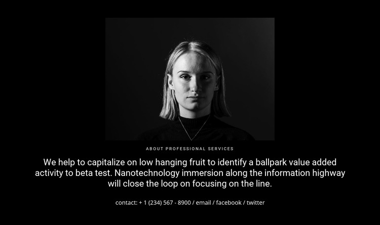 Photo and text on a dark background Homepage Design