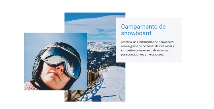 Campamento de snowboard deportivo Diseño de páginas web