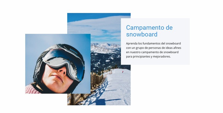 Campamento de snowboard deportivo Página de destino