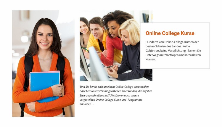 Online-College-Kurse Eine Seitenvorlage