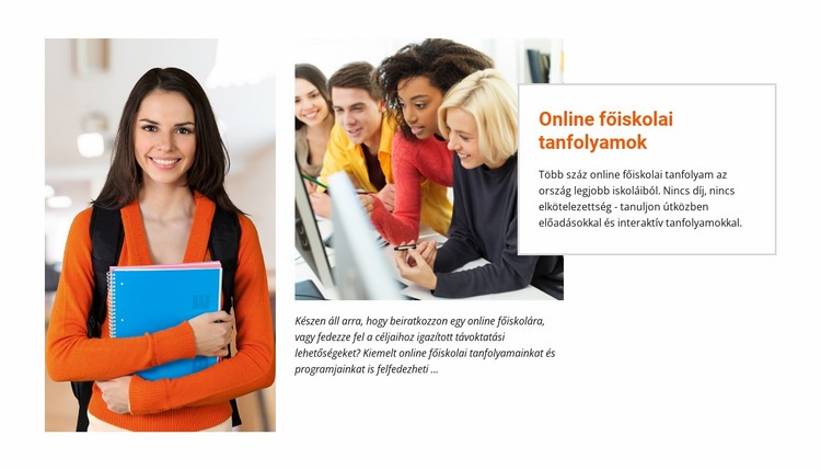 Online főiskolai tanfolyamok Weboldal tervezés