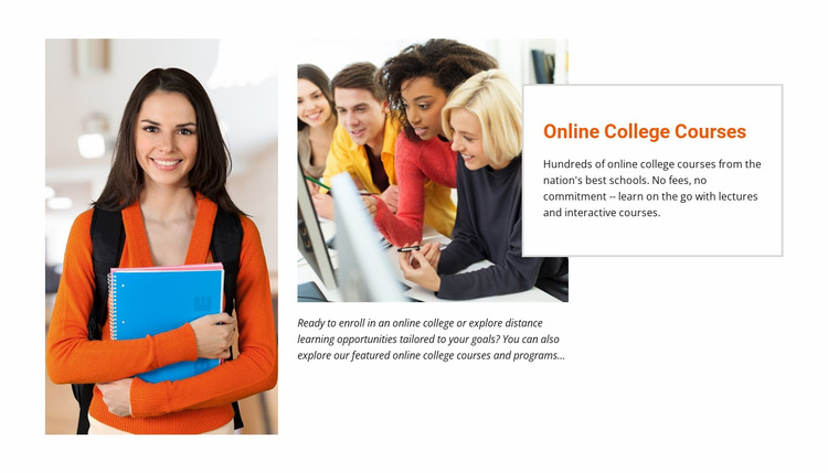 Online college cursussen Website Builder-sjablonen
