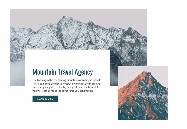 Reisbureau in de bergen Website ontwerp