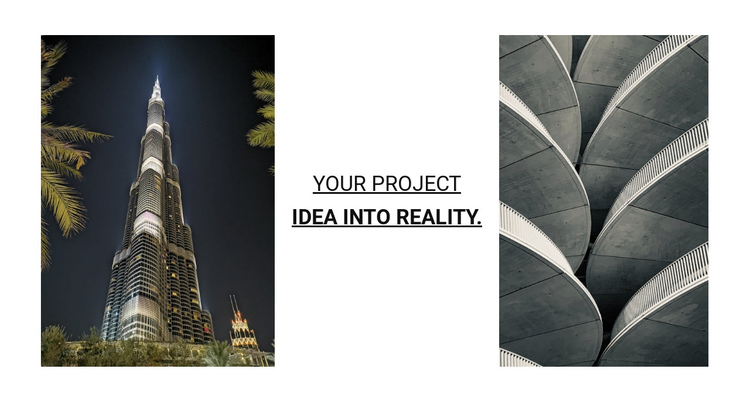 Your project idea into reality One Page Template