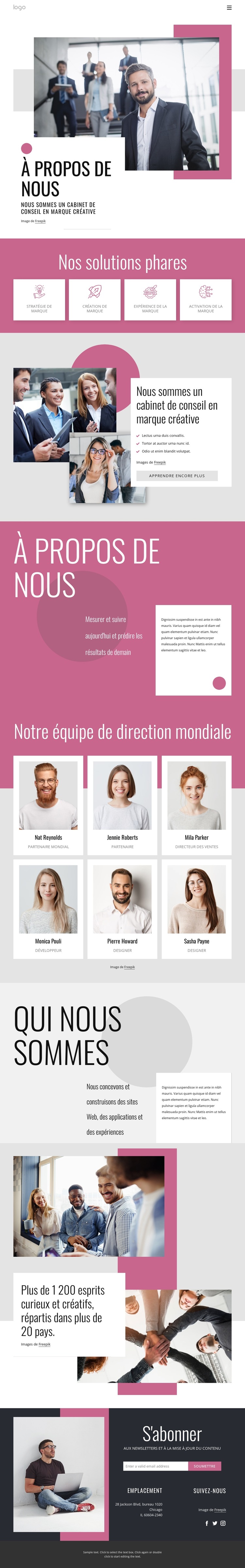 Notre équipe est composée de designers d'espace Modèle de site Web