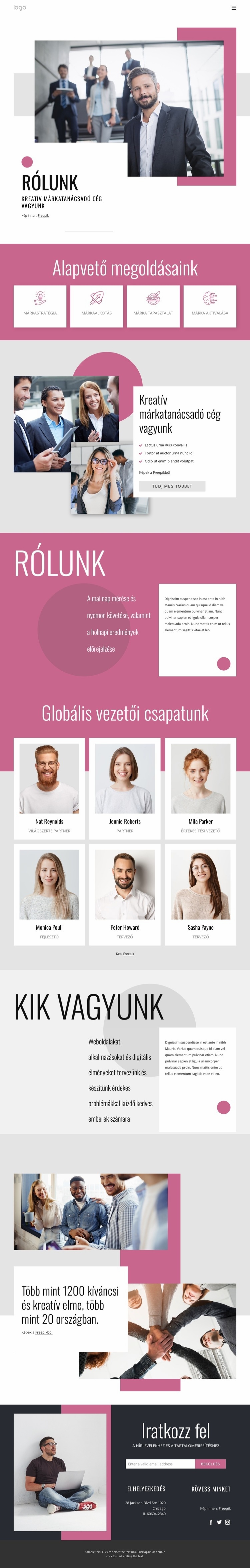 Csapatunk tértervezőkből áll Weboldal sablon