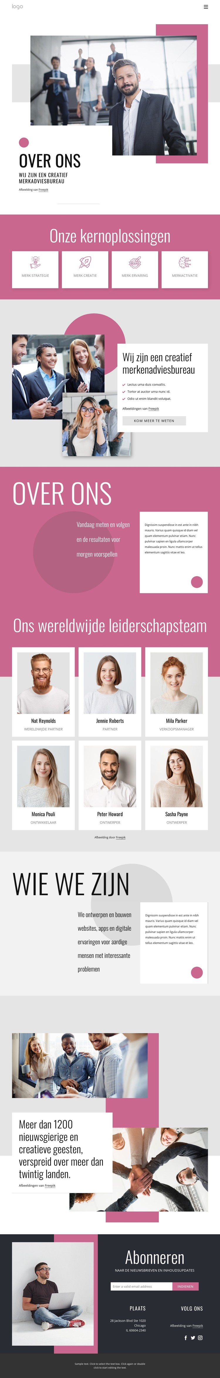 Ons team bestaat uit ruimtelijk ontwerpers CSS-sjabloon