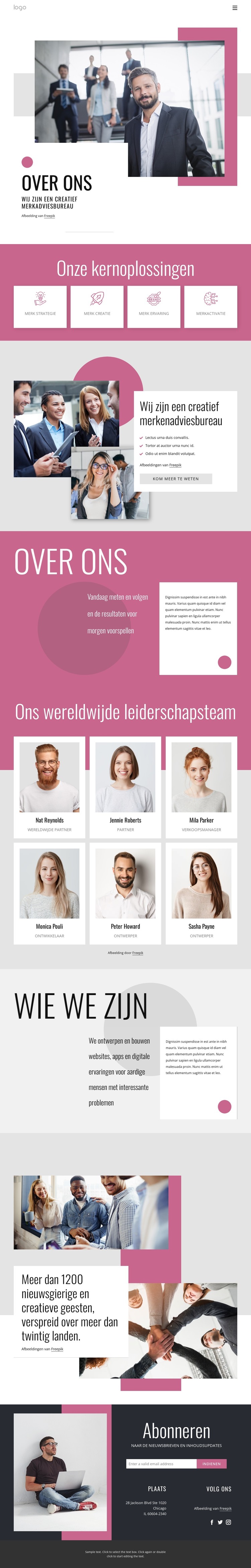 Ons team bestaat uit ruimtelijk ontwerpers HTML-sjabloon