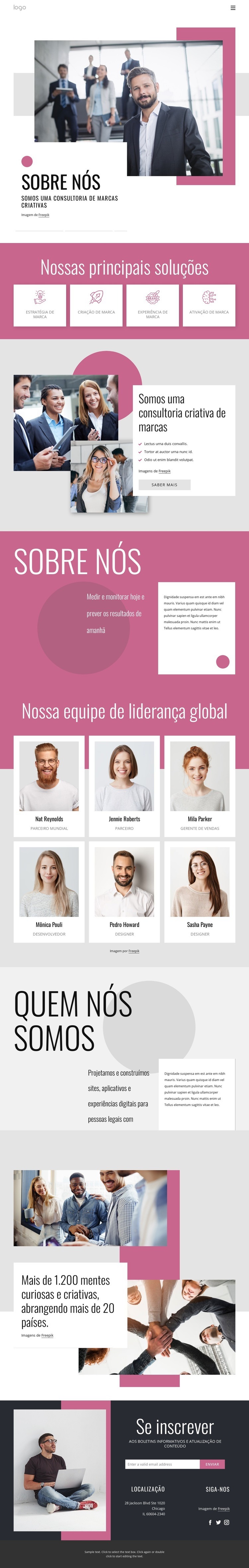 Nossa equipe é formada por designers espaciais Design do site