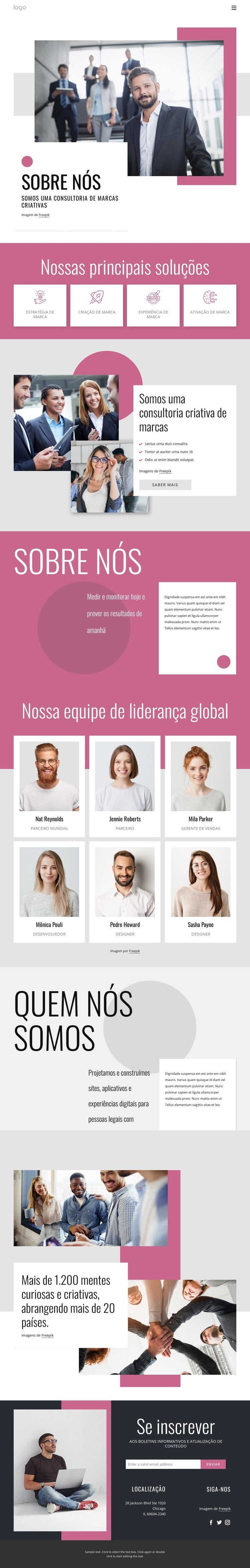 Nossa equipe é formada por designers espaciais Modelo de uma página