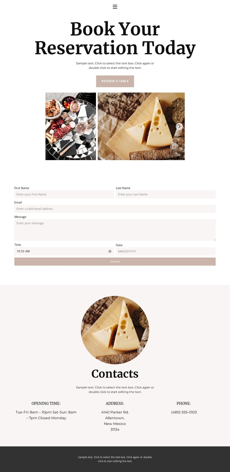 Addresses of our restaurants One Page Template