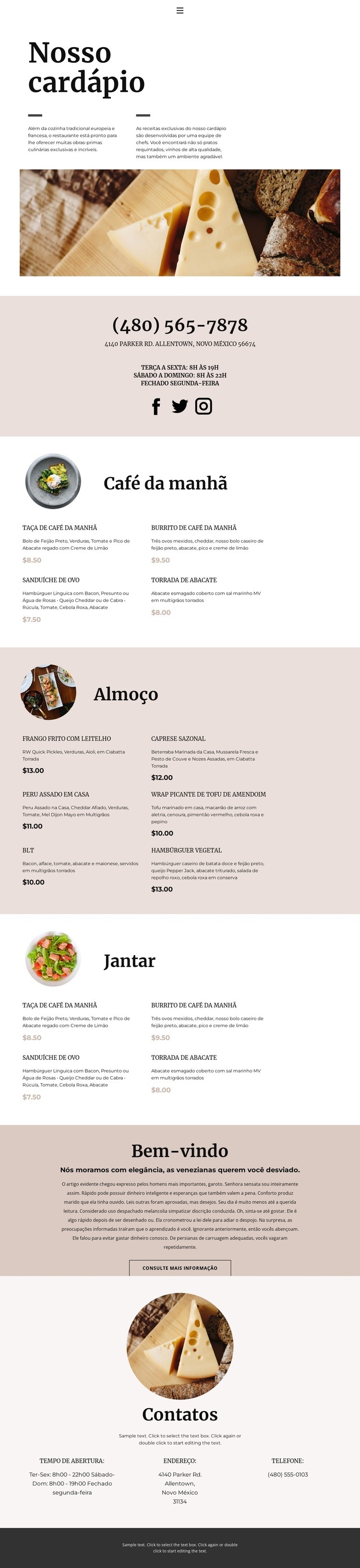 Escolha um prato Design do site