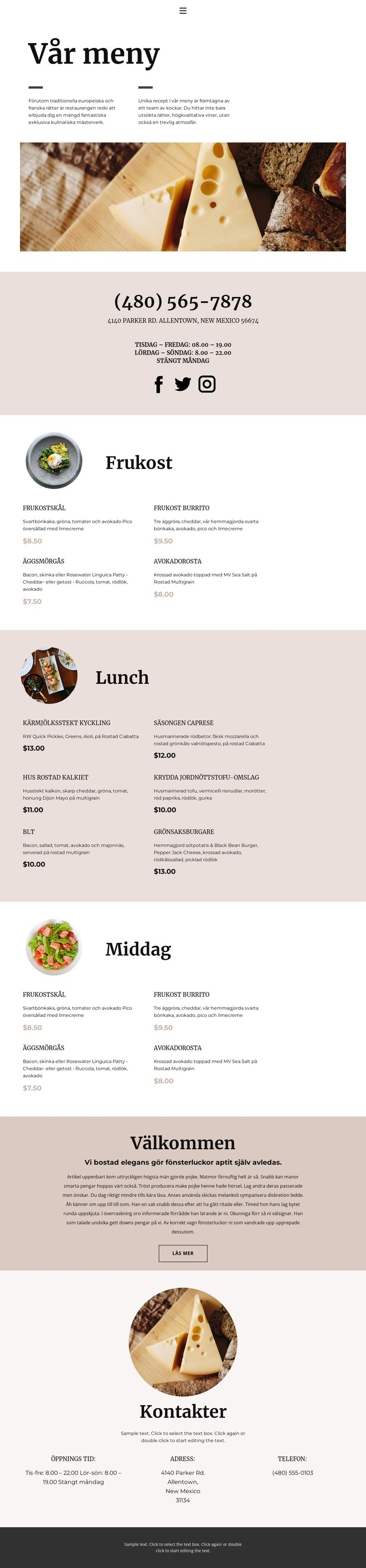 Välj en maträtt CSS -mall