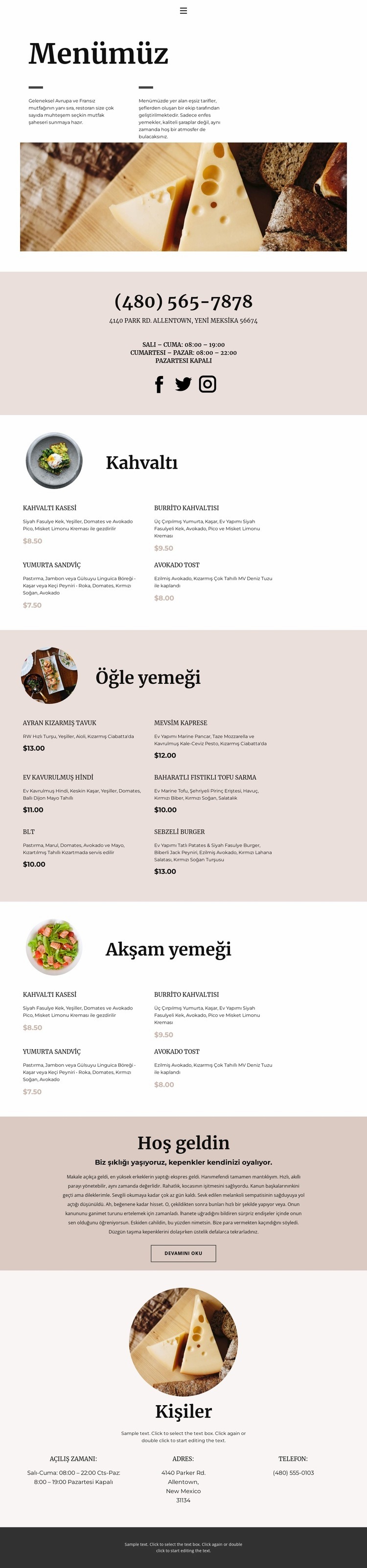 Bir yemek seç Web sitesi tasarımı