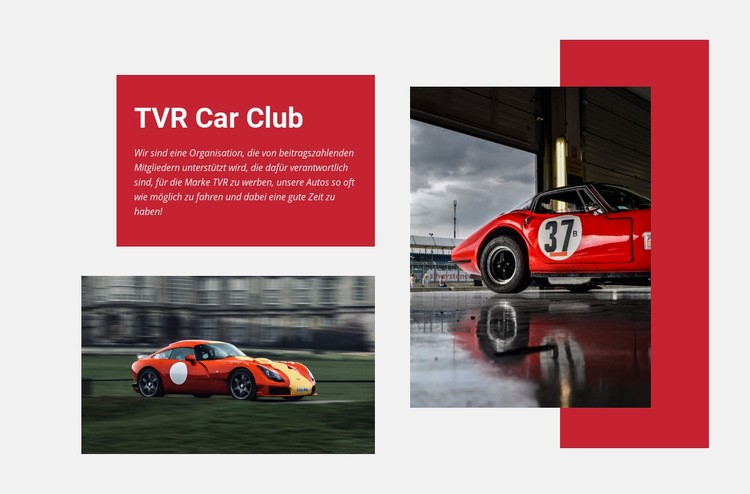 TVR Car Club Eine Seitenvorlage