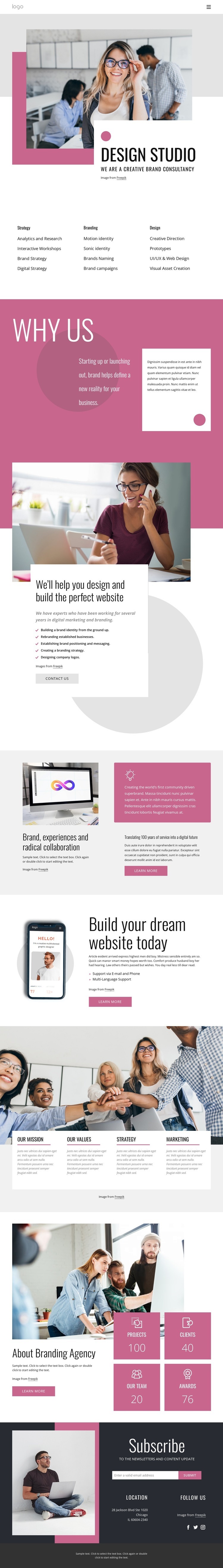 We are a creative brand agency Homepage Design