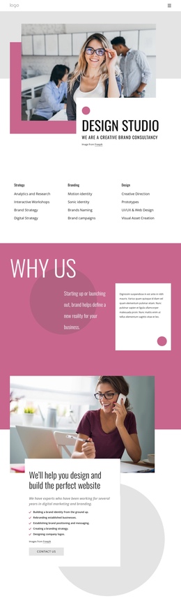 Homepage Sections For We Are A Creative Brand Agency