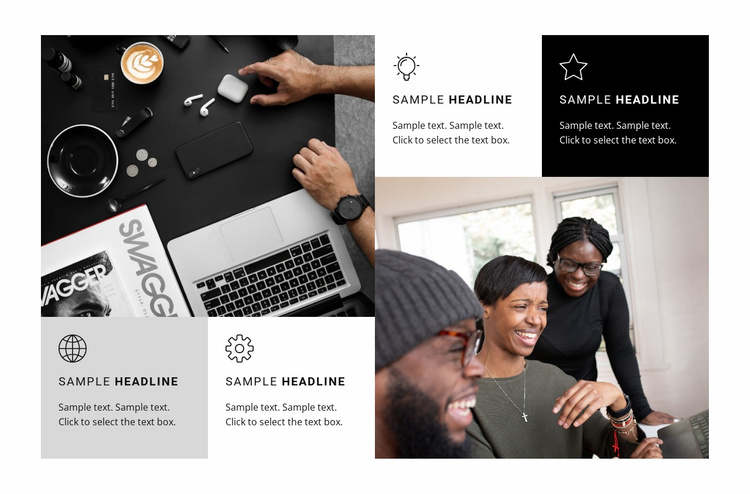 Business photo and features Landing Page