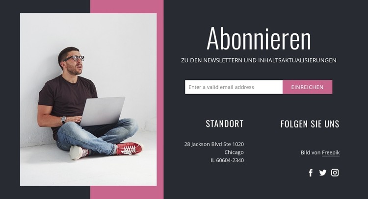 Abonnieren Sie uns und kontaktieren Sie uns HTML-Vorlage