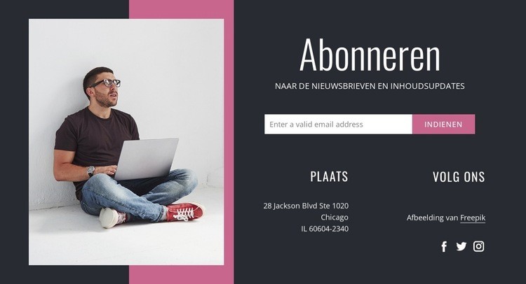 Schrijf u in en neem contact met ons op Website mockup