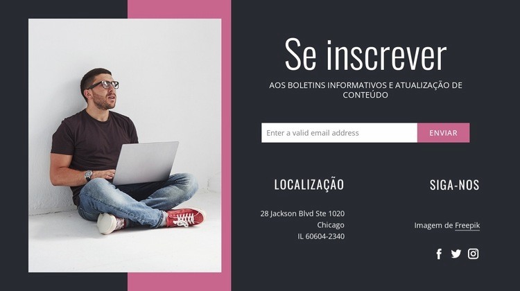 Inscreva-se e entre em contato conosco Design do site