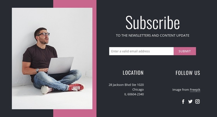 Subscribe and contact us Website Mockup