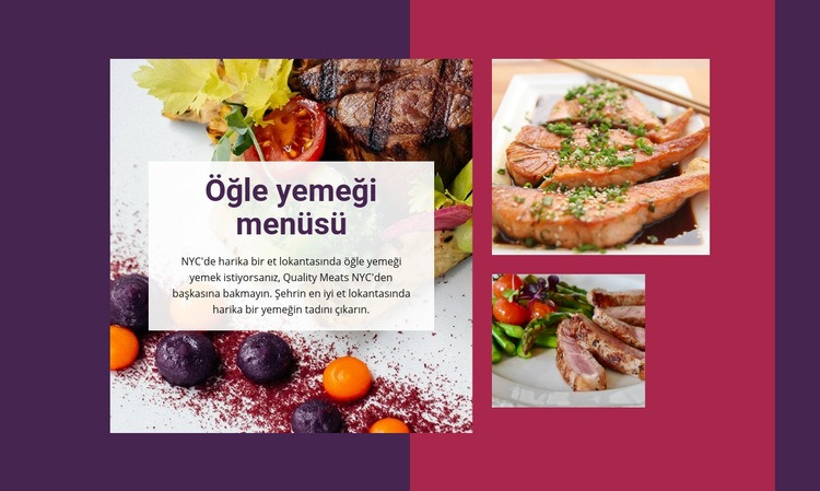 Öğle yemeği menüsü Web sitesi tasarımı