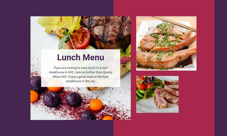 Lunch Menu Website Mockup