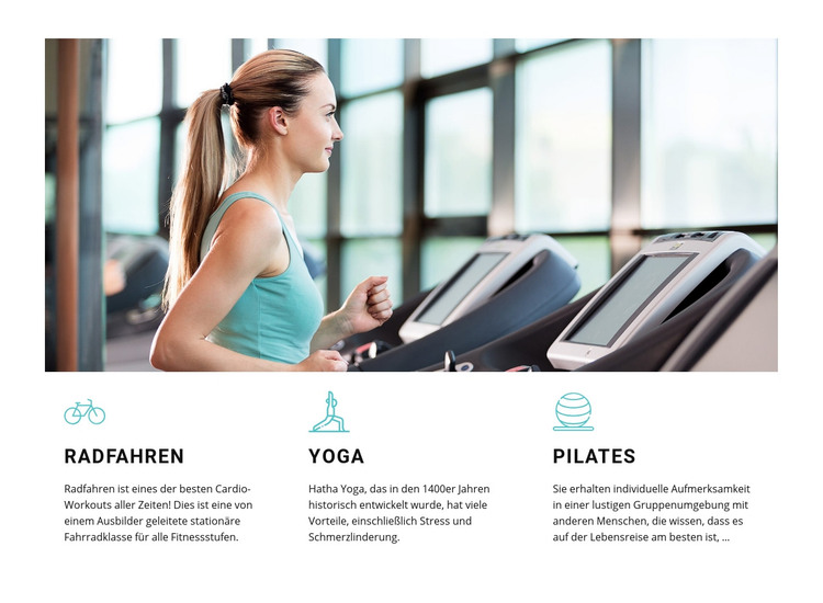 Radfahren, Yoga und Pilates HTML-Vorlage