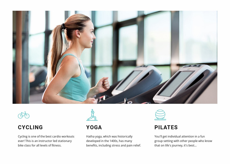 Fietsen, yoga en pilates Website mockup