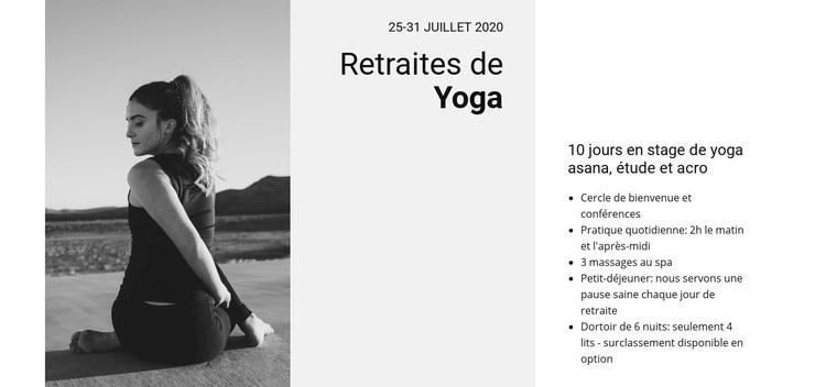 Retraites de yoga Maquette de site Web