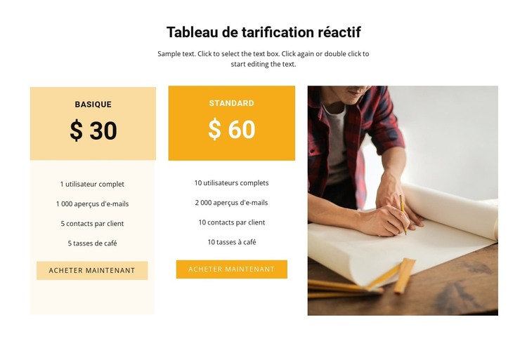 Tarif confortable Modèle HTML