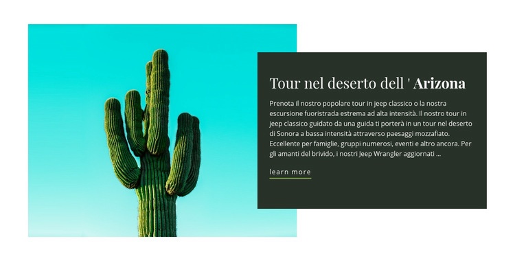 Tour nel deserto dell'Arizona Mockup del sito web