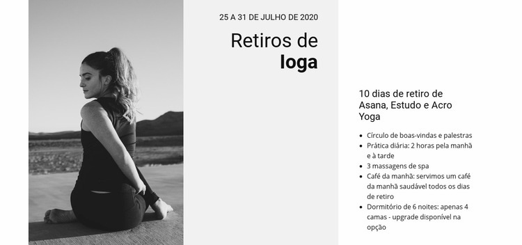Retiros de ioga Design do site