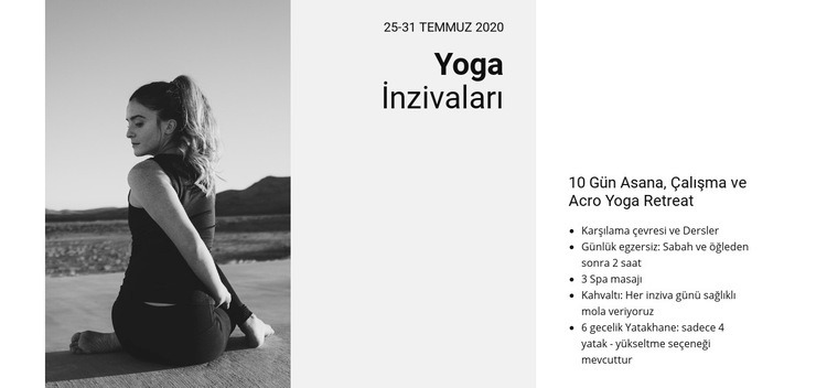 Yoga inzivaları Bir Sayfa Şablonu