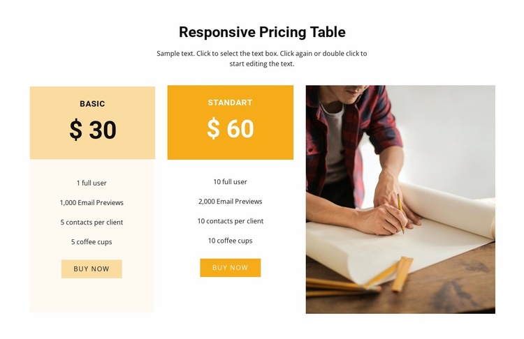 Comfortable tariff Website Builder Templates